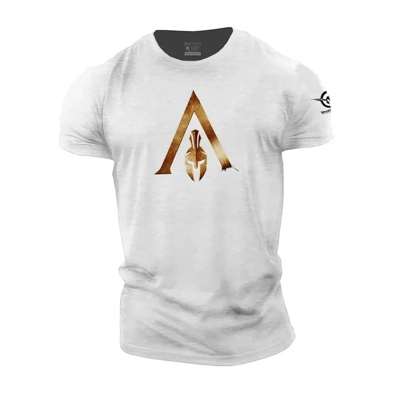 GYM Shirt Sport T-Shirt Herren Fitness Sportswear Streetwear Sparta Helm Top
