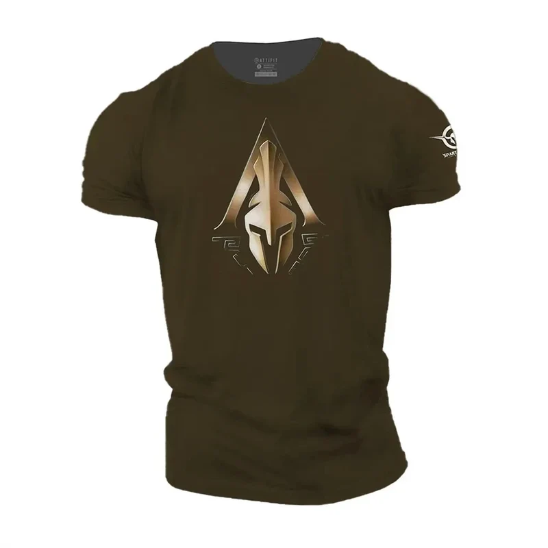 GYM Shirt Sport T-Shirt Herren Fitness Sportswear Streetwear Sparta Helm Top