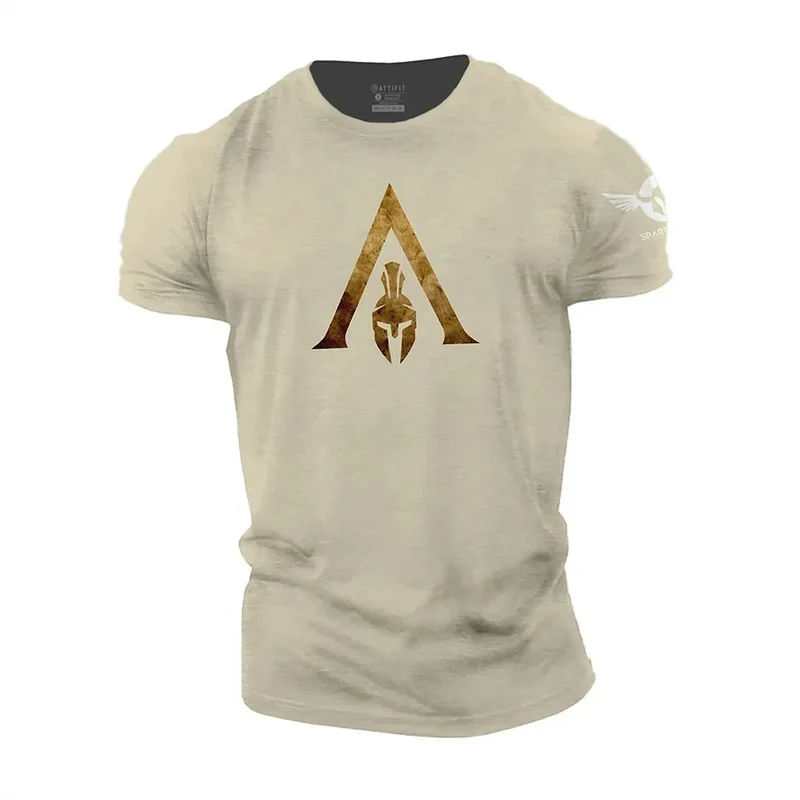 GYM Shirt Sport T-Shirt Herren Fitness Sportswear Streetwear Sparta Helm Top