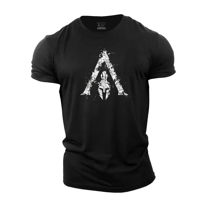 GYM Shirt Sport T-Shirt Herren Fitness Sportswear Streetwear Sparta Helm Top