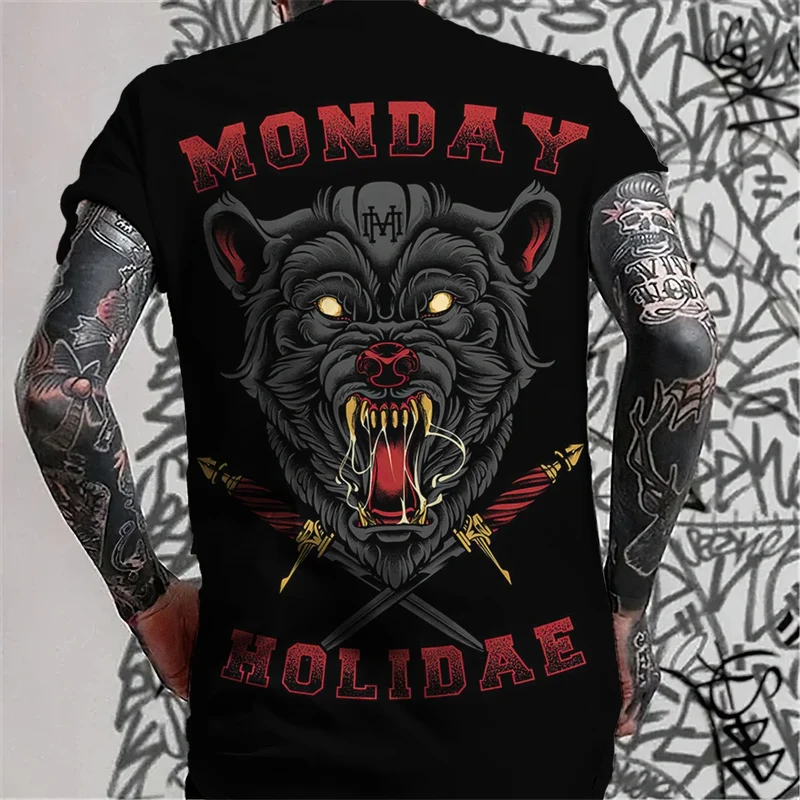 Herren Fashion Tattoo Style T-Shirt Rundhals Unisex SommerOversized Streetwear