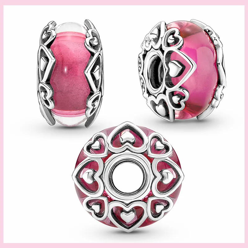 Charms Anhänger 925er Sterling Silber Armband Muranoglasperlen Damen Glas Beads