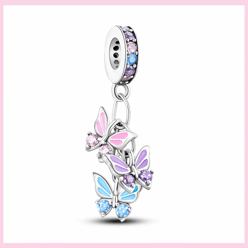 Charms Anhänger 925er Sterling Silber Armband Muranoglasperlen Damen Glas Beads