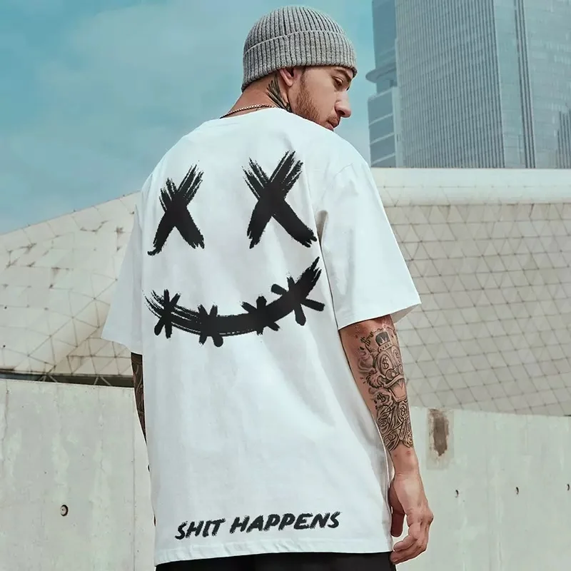 Fashion Herren Plus Size T-Shirt Rundhals Unisex Sommer Hip Hop Streetwear Top