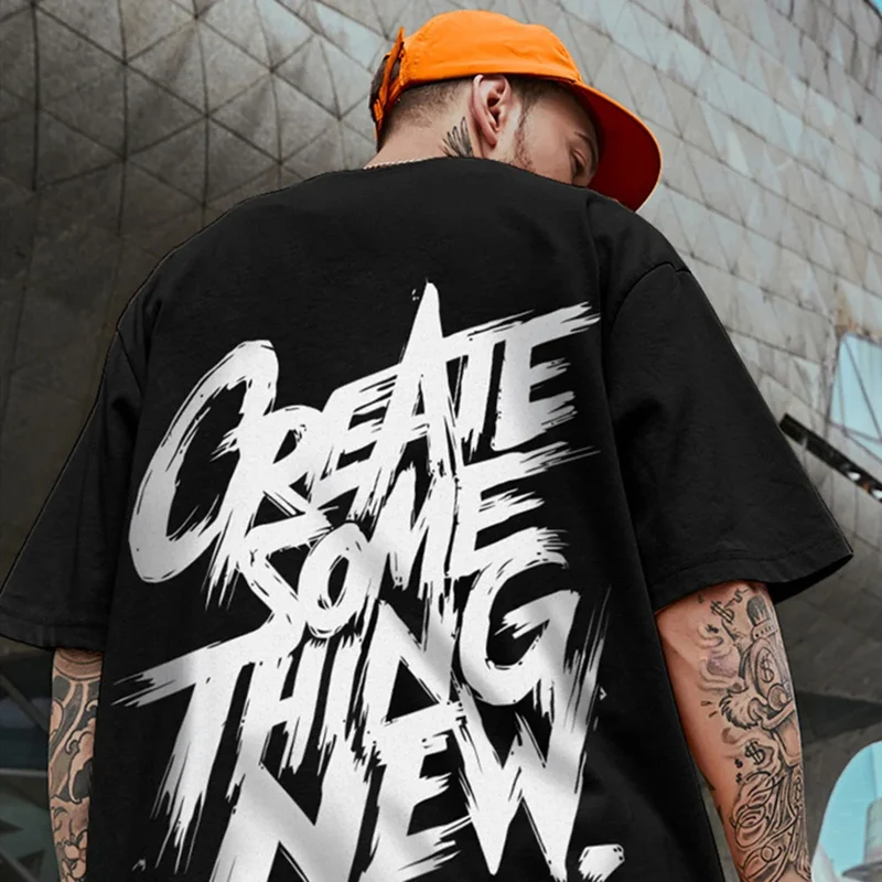 Fashion Herren Plus Size T-Shirt Rundhals Unisex Sommer Hip Hop Streetwear Top