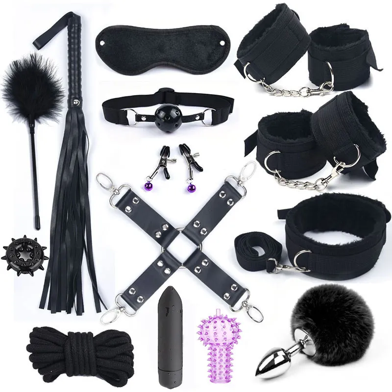 10Stk BDSM Bondage Set Fesselset SM Peitsche Halsband Handschellen Sexspielzeug
