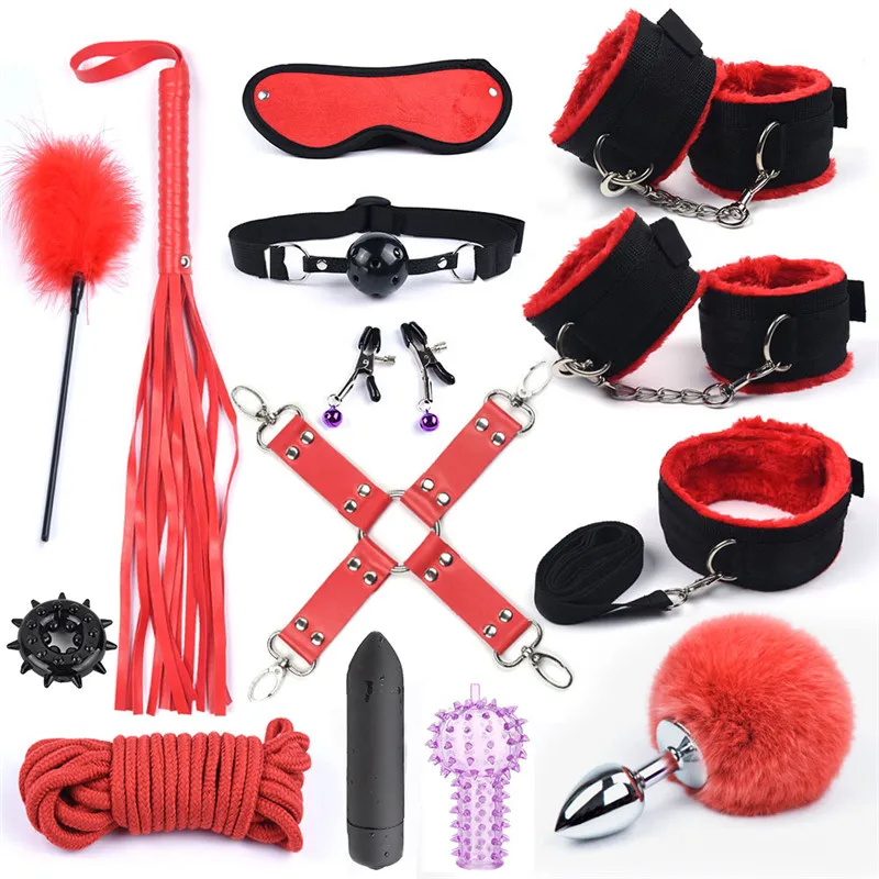 10Stk BDSM Bondage Set Fesselset SM Peitsche Halsband Handschellen Sexspielzeug