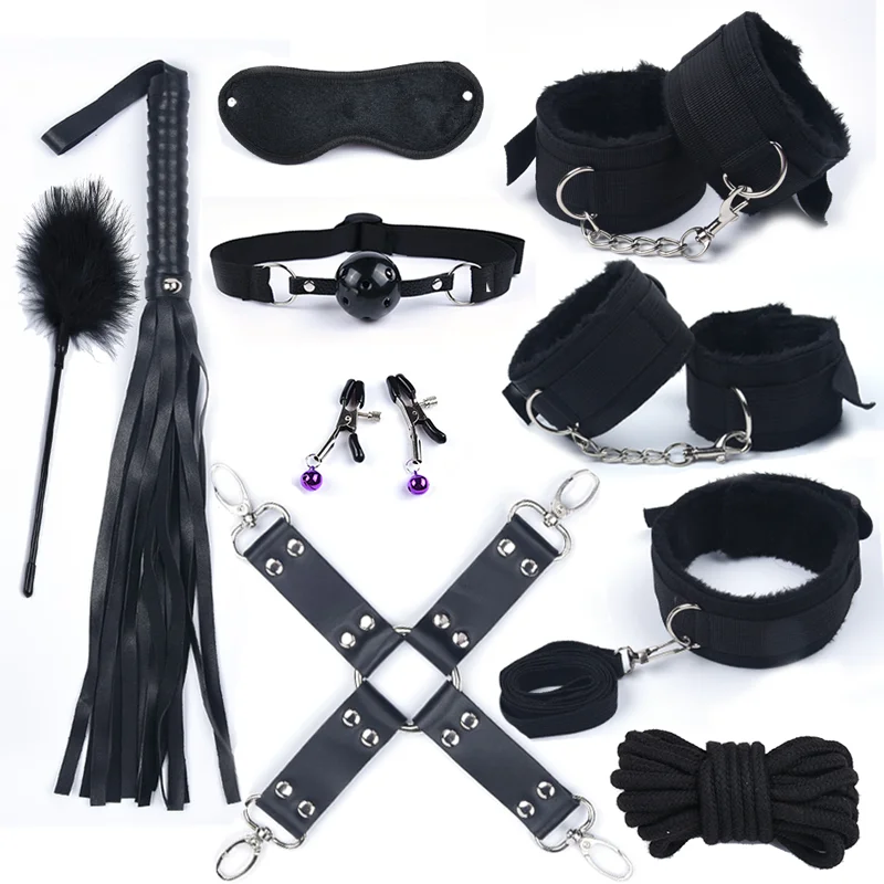 10Stk BDSM Bondage Set Fesselset SM Peitsche Halsband Handschellen Sexspielzeug