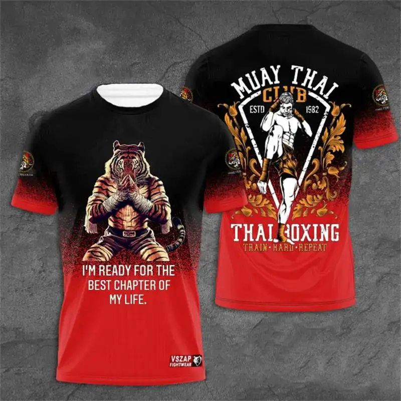 Herren Fashion Muay Thai 3D T-Shirt Rundhals Unisex Sommer Streetwear Kickboxen
