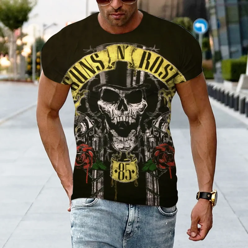 Fashion Herren Horror Skull T-Shirt Rundhals Unisex Sommer Streetwear Top Shirt