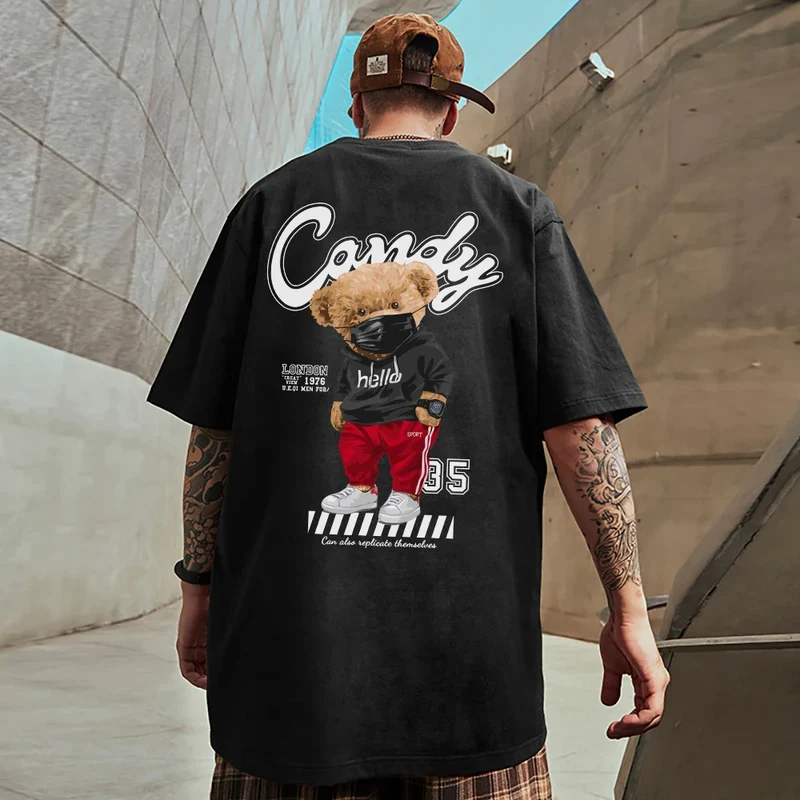 Trendy Herren Plus Size T-Shirt Rundhals Unisex Sommer Hip Hop Streetwear Top