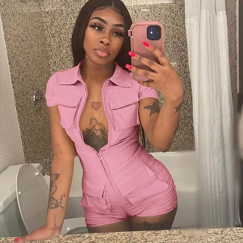 Damen Cargo Shorts Overall Jumpsuit Army Streetwear Strampler Playsuit Hotpants