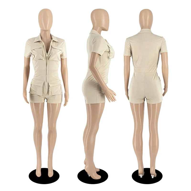 Damen Cargo Shorts Overall Jumpsuit Army Streetwear Strampler Playsuit Hotpants