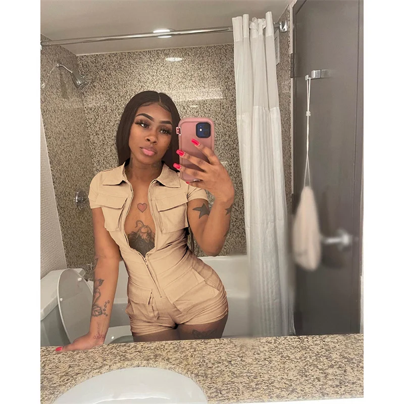 Damen Cargo Shorts Overall Jumpsuit Army Streetwear Strampler Playsuit Hotpants