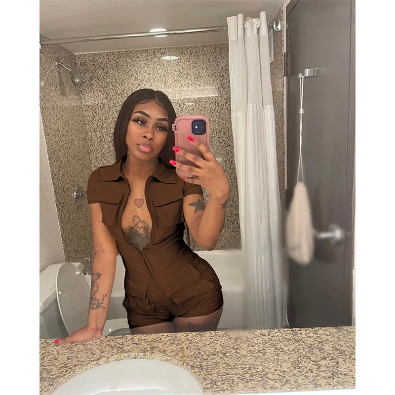Damen Cargo Shorts Overall Jumpsuit Army Streetwear Strampler Playsuit Hotpants