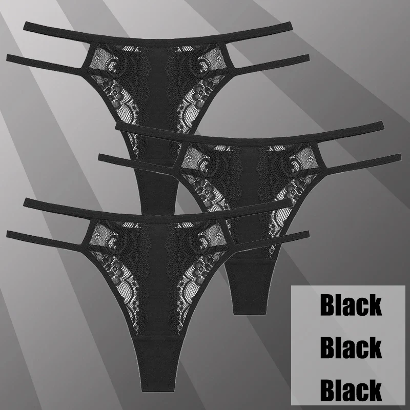 3Stk Frauen Spitze Tanga String Höschen Sexy Schlüpfer Slip Dessous Unterwäsche