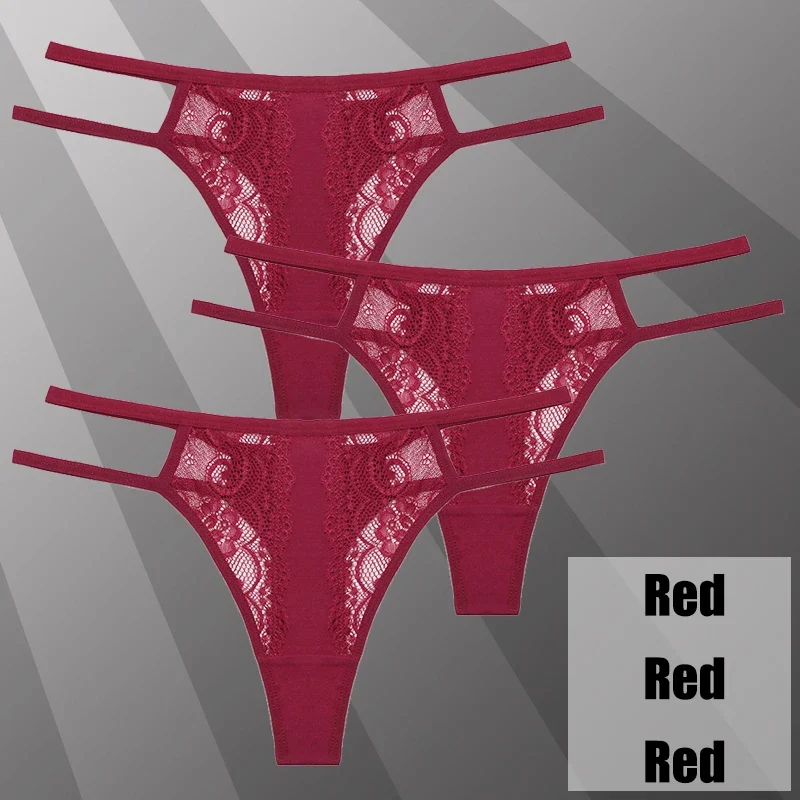 3Stk Frauen Spitze Tanga String Höschen Sexy Schlüpfer Slip Dessous Unterwäsche