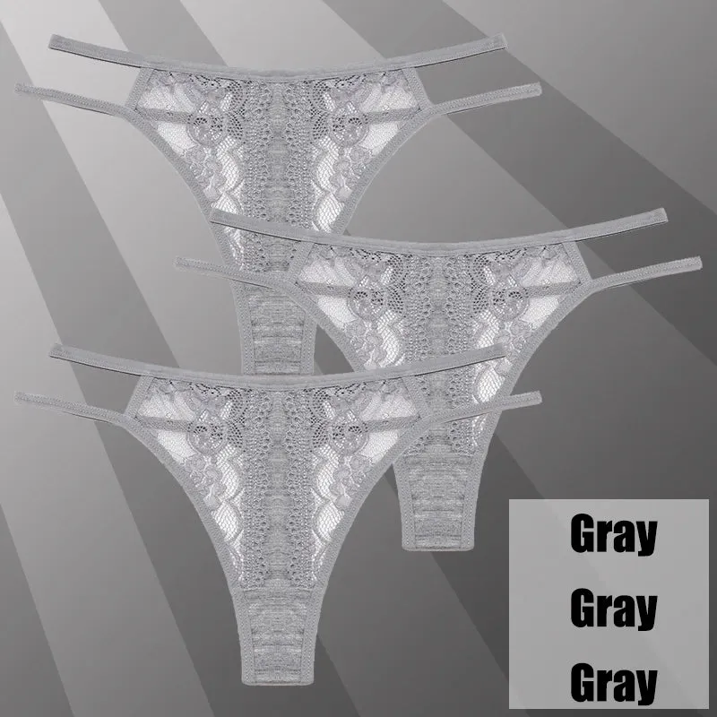 3Stk Frauen Spitze Tanga String Höschen Sexy Schlüpfer Slip Dessous Unterwäsche