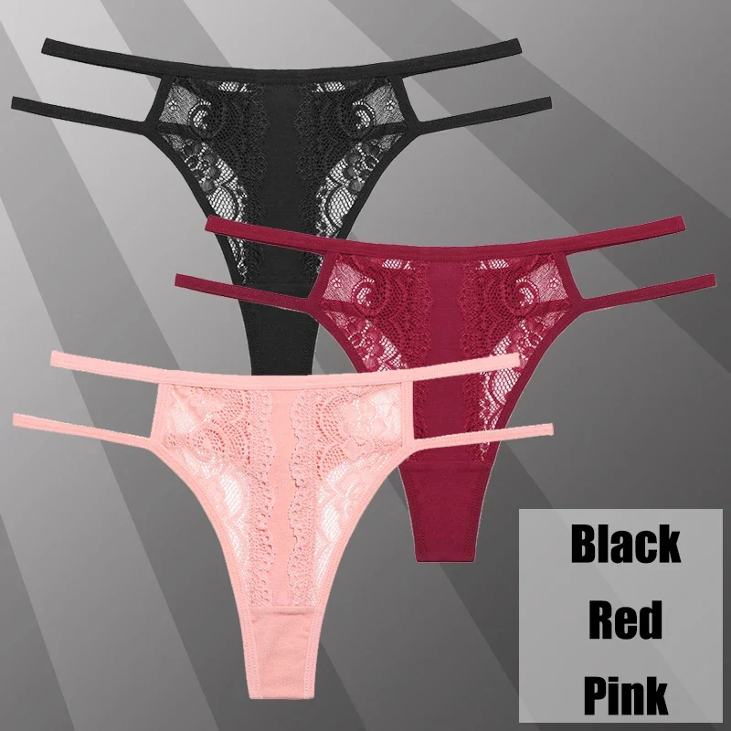 3Stk Frauen Spitze Tanga String Höschen Sexy Schlüpfer Slip Dessous Unterwäsche