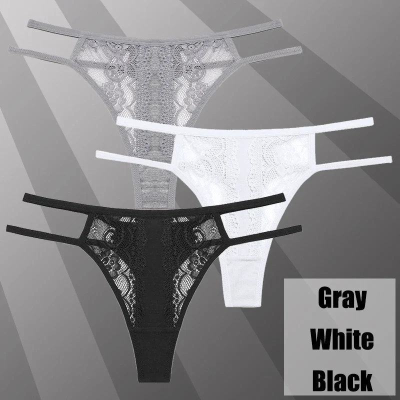 3Stk Frauen Spitze Tanga String Höschen Sexy Schlüpfer Slip Dessous Unterwäsche