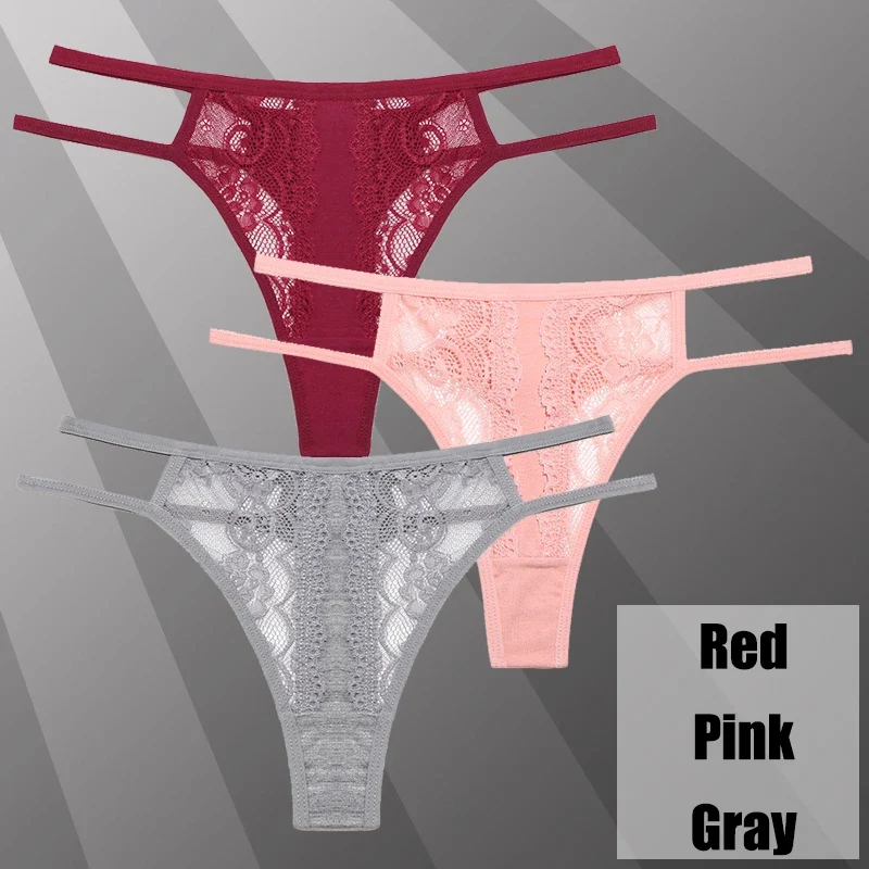 3Stk Frauen Spitze Tanga String Höschen Sexy Schlüpfer Slip Dessous Unterwäsche