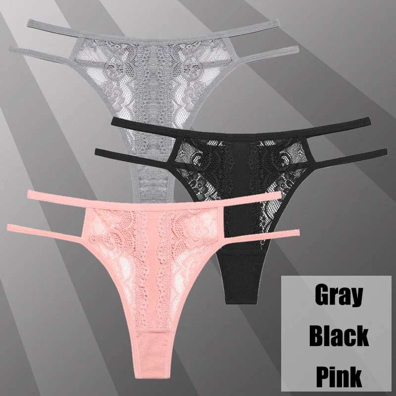 3Stk Frauen Spitze Tanga String Höschen Sexy Schlüpfer Slip Dessous Unterwäsche