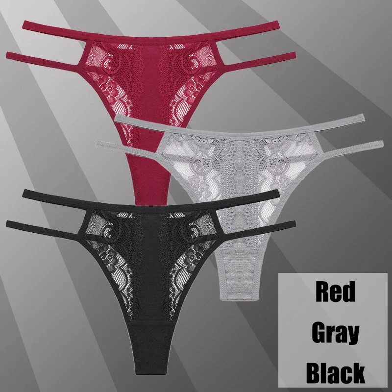 3Stk Frauen Spitze Tanga String Höschen Sexy Schlüpfer Slip Dessous Unterwäsche