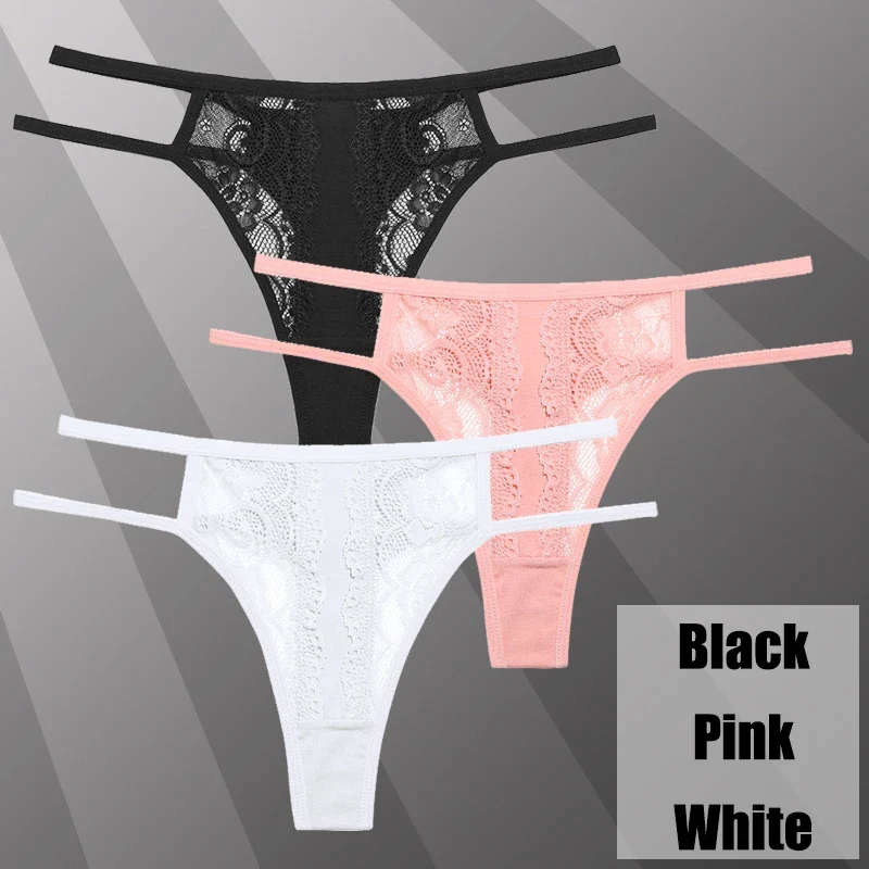3Stk Frauen Spitze Tanga String Höschen Sexy Schlüpfer Slip Dessous Unterwäsche
