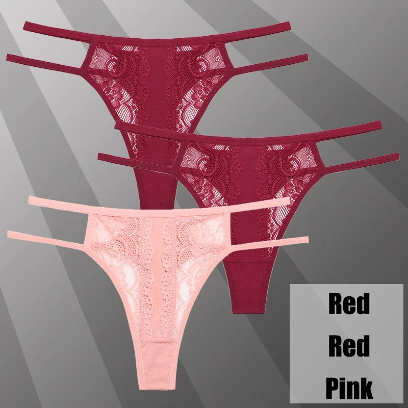 3Stk Frauen Spitze Tanga String Höschen Sexy Schlüpfer Slip Dessous Unterwäsche