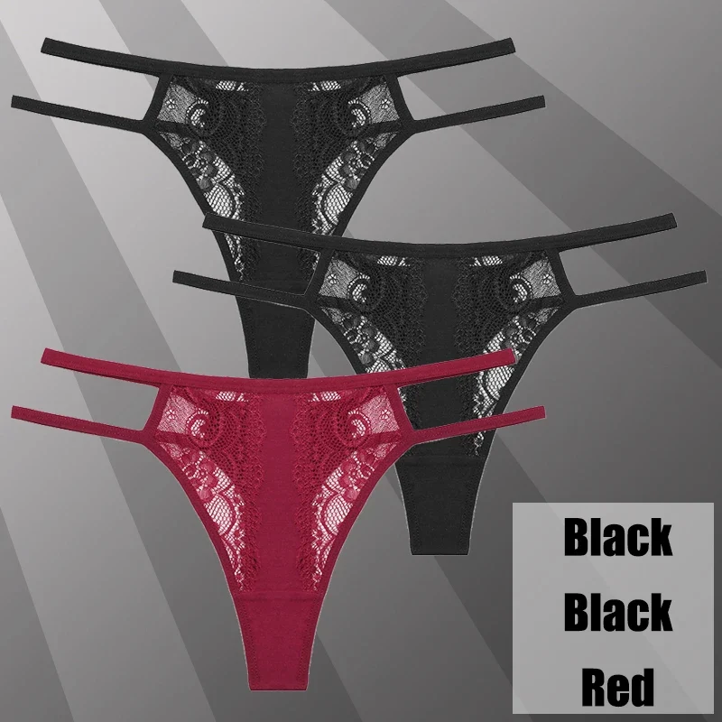 3Stk Frauen Spitze Tanga String Höschen Sexy Schlüpfer Slip Dessous Unterwäsche