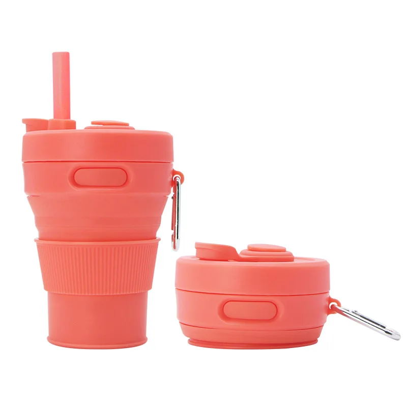 Silikon Trink Becher klappbar faltbar Reise Camping Wandern Outdoor Mug 450ml
