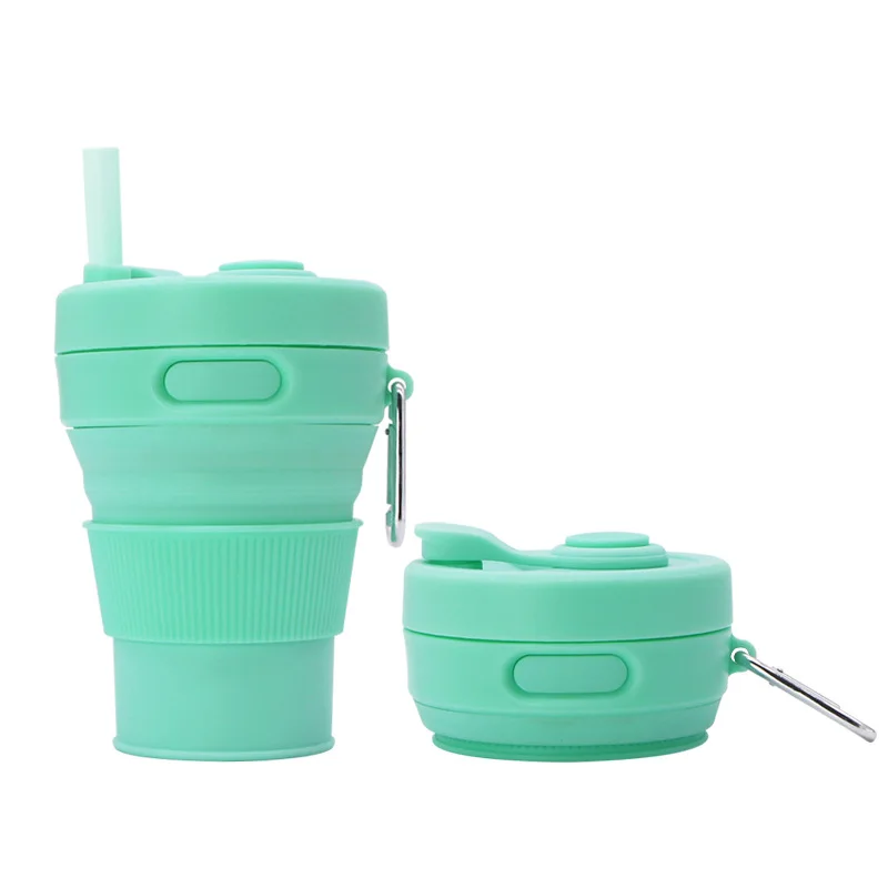 Silikon Trink Becher klappbar faltbar Reise Camping Wandern Outdoor Mug 450ml