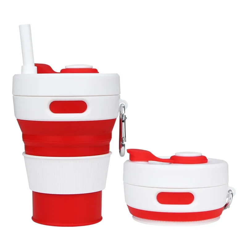 Silikon Trink Becher klappbar faltbar Reise Camping Wandern Outdoor Mug 450ml