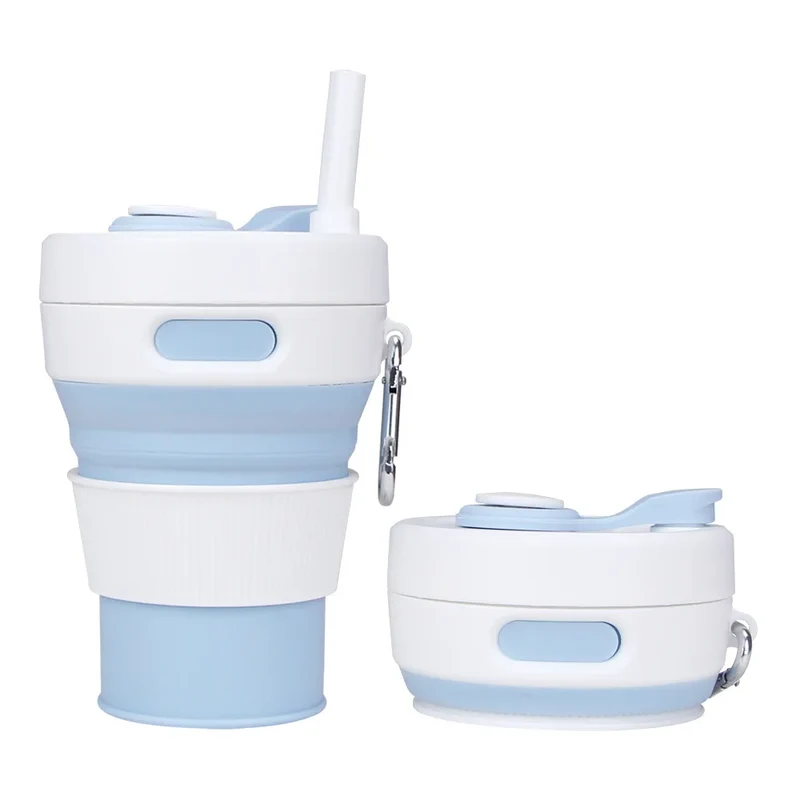 Silikon Trink Becher klappbar faltbar Reise Camping Wandern Outdoor Mug 450ml