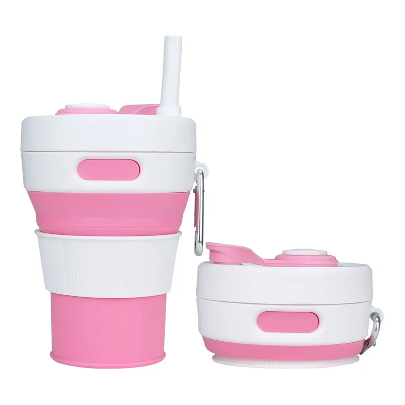Silikon Trink Becher klappbar faltbar Reise Camping Wandern Outdoor Mug 450ml