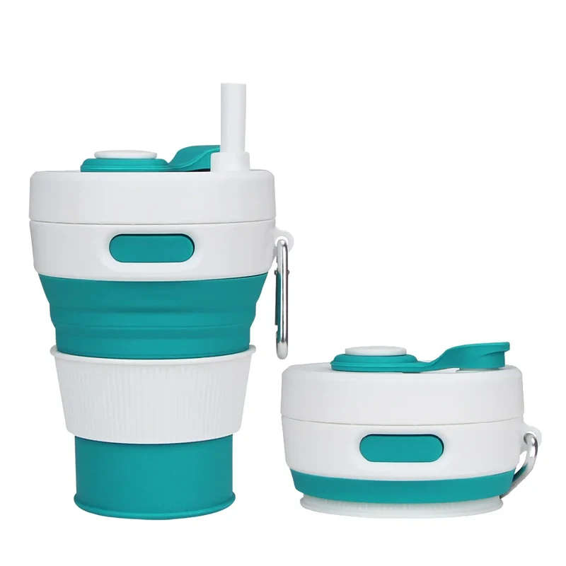 Silikon Trink Becher klappbar faltbar Reise Camping Wandern Outdoor Mug 450ml