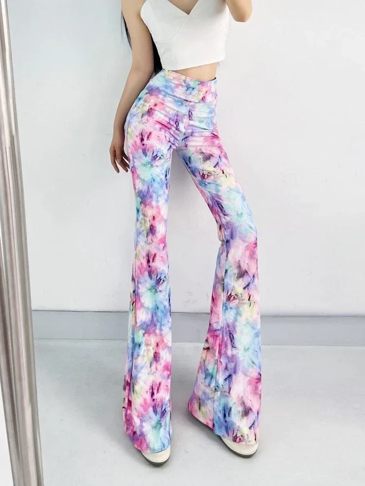 Damen Leggings Sexy gestreift hoher Taille Bootcut Hüftjeans Schlaghose Flared