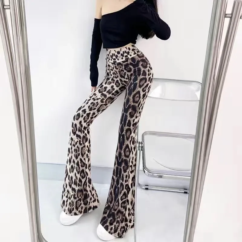 Damen Leggings Sexy gestreift hoher Taille Bootcut Hüftjeans Schlaghose Flared