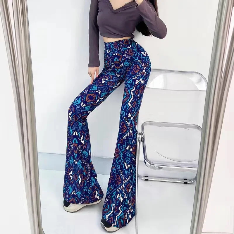 Damen Leggings Sexy gestreift hoher Taille Bootcut Hüftjeans Schlaghose Flared