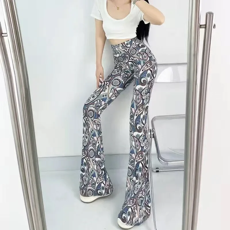 Damen Leggings Sexy gestreift hoher Taille Bootcut Hüftjeans Schlaghose Flared