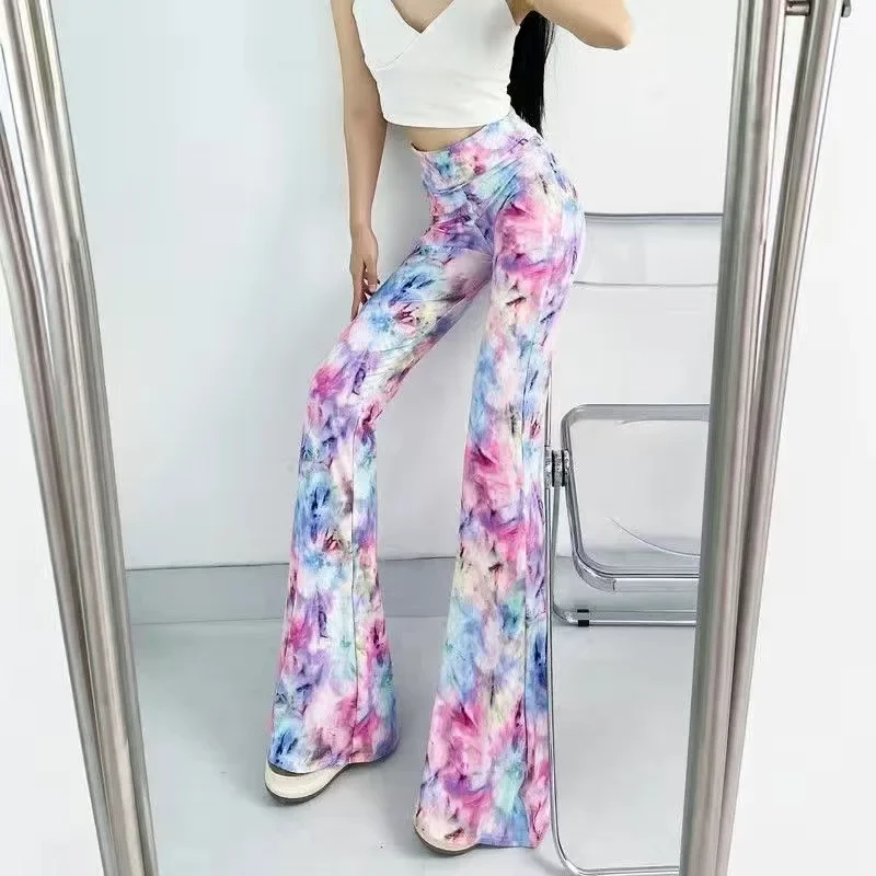 Damen Leggings Sexy gestreift hoher Taille Bootcut Hüftjeans Schlaghose Flared