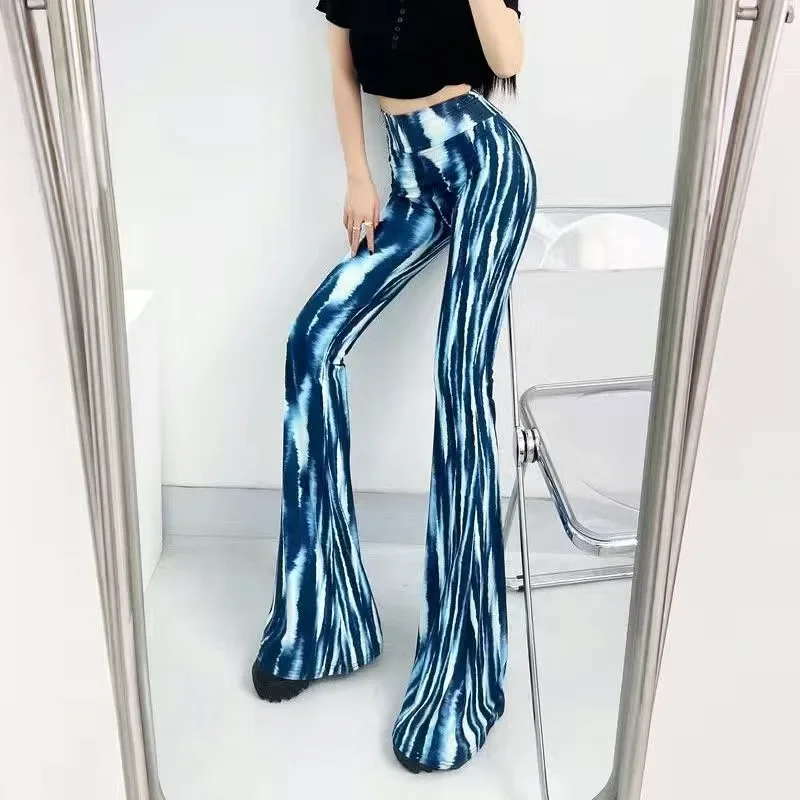 Damen Leggings Sexy gestreift hoher Taille Bootcut Hüftjeans Schlaghose Flared