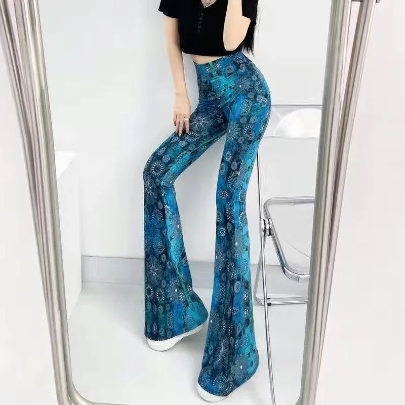 Damen Leggings Sexy gestreift hoher Taille Bootcut Hüftjeans Schlaghose Flared