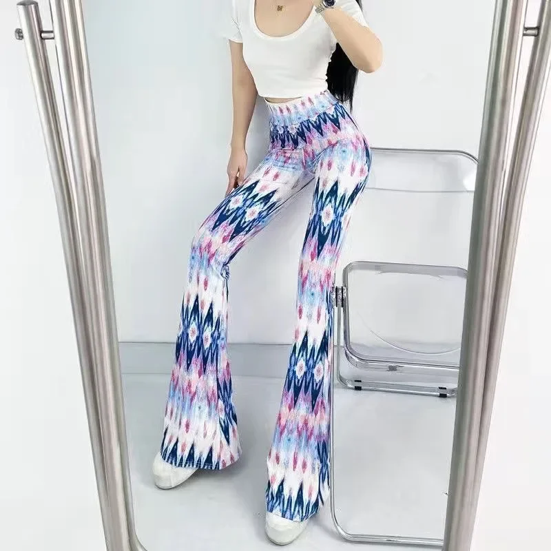 Damen Leggings Sexy gestreift hoher Taille Bootcut Hüftjeans Schlaghose Flared