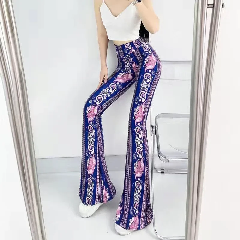 Damen Leggings Sexy gestreift hoher Taille Bootcut Hüftjeans Schlaghose Flared