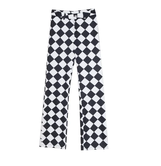 Damen Leggings Kariert Tartan Karo Muster Bootcut Hüftjeans Schlaghose Flared