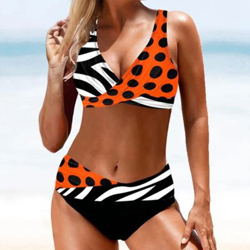 Damen Bademode Böhmisch Brasilianischer Bikini Set Sexy Push Up Tanga Badeanzug