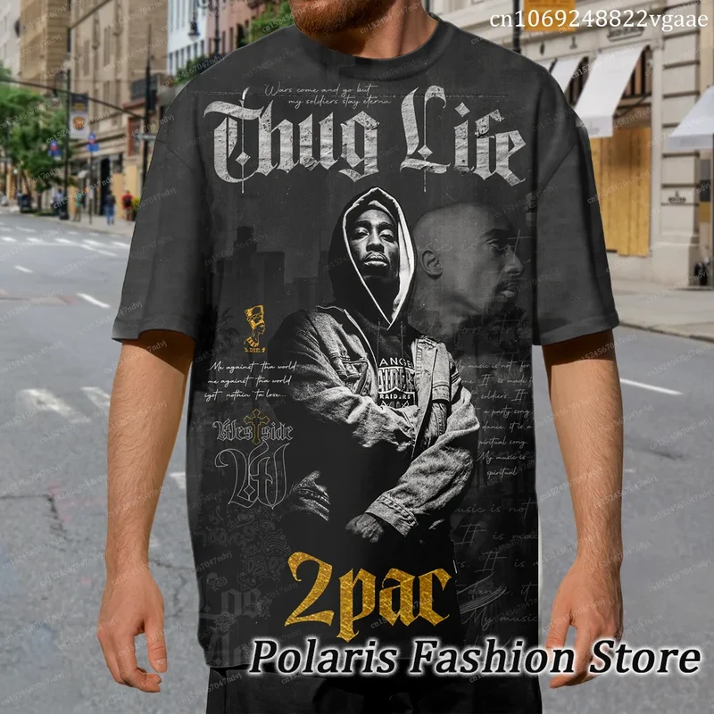 Herren Rap & Hip Hop T-Shirt Rundhals Sommer Streetwear Rapper Oversized Shirt