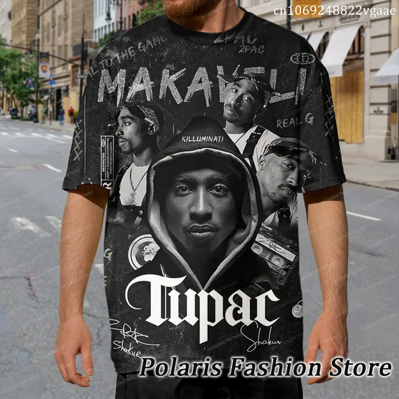 Herren Rap & Hip Hop T-Shirt Rundhals Sommer Streetwear Rapper Oversized Shirt