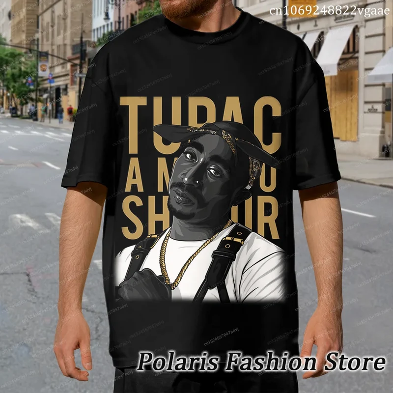 Herren Rap & Hip Hop T-Shirt Rundhals Sommer Streetwear Rapper Oversized Shirt